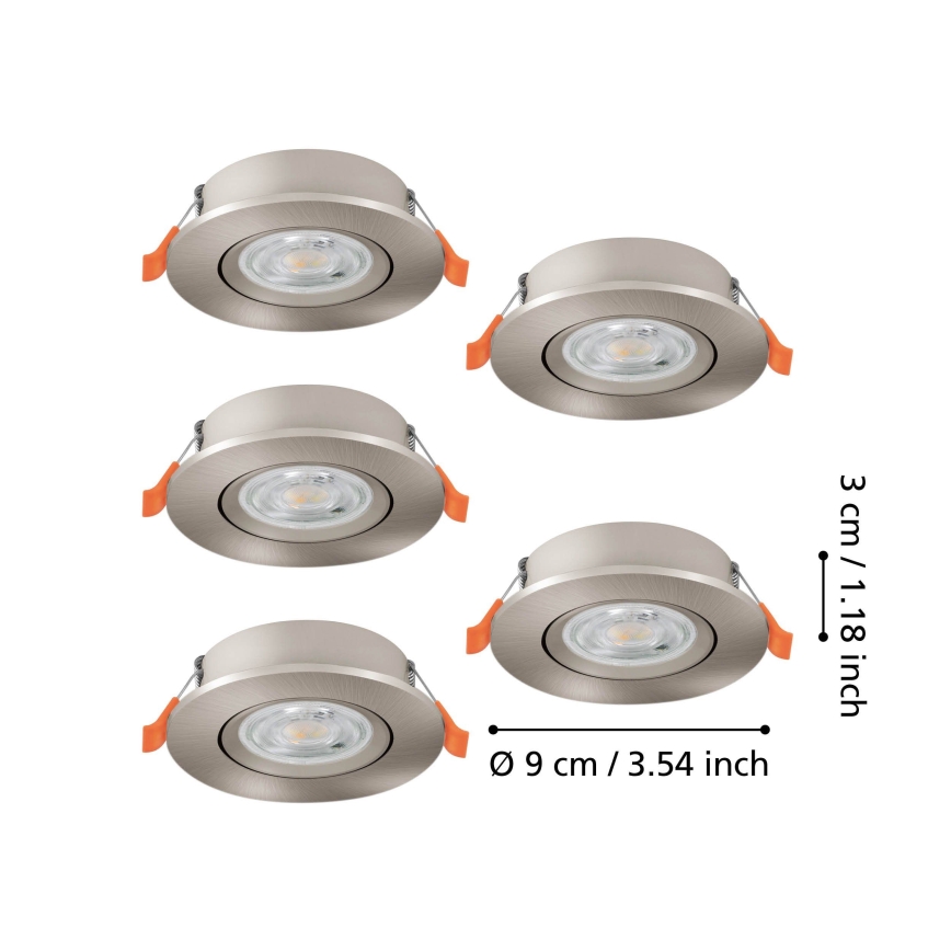 Eglo - Sæt med 5 LED indbygningsspots LED/4,8W/230V 2700/4000/6500K mat krom