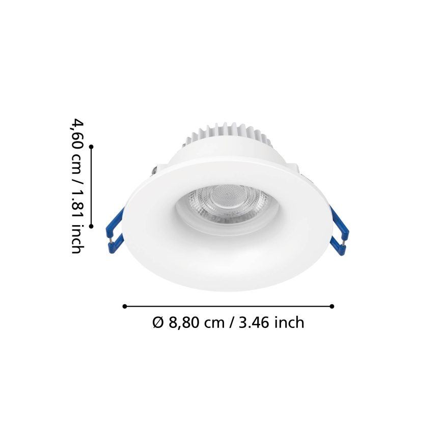 Eglo - LED indbygningsspot til badeværelse LED/4,9W/230V 2700/4000/6500K Ø 8,8 cm IP65 hvid