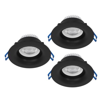 Eglo - 3-pak LED indbygningsspots til badeværelse LED/4,9W/230V 2700/4000/6500K Ø 8,8 cm IP65 sort