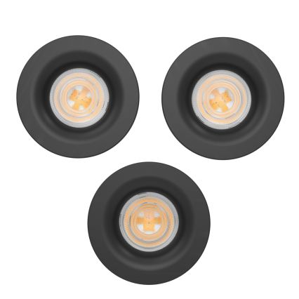 Eglo - 3-pak LED indbygningsspots til badeværelse LED/4,9W/230V 2700/4000/6500K Ø 8,8 cm IP65 sort
