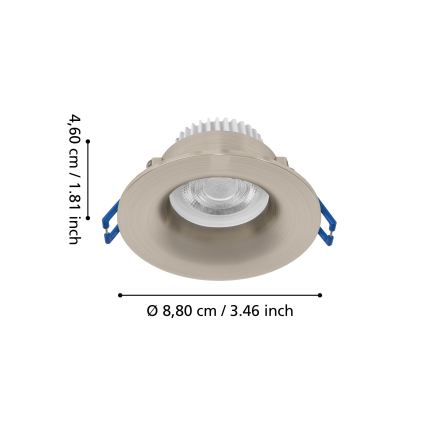 Eglo - LED indbygningsspot til badeværelse LED/4,9W/230V 2700/4000/6500K Ø 8,8 cm IP65 mat krom