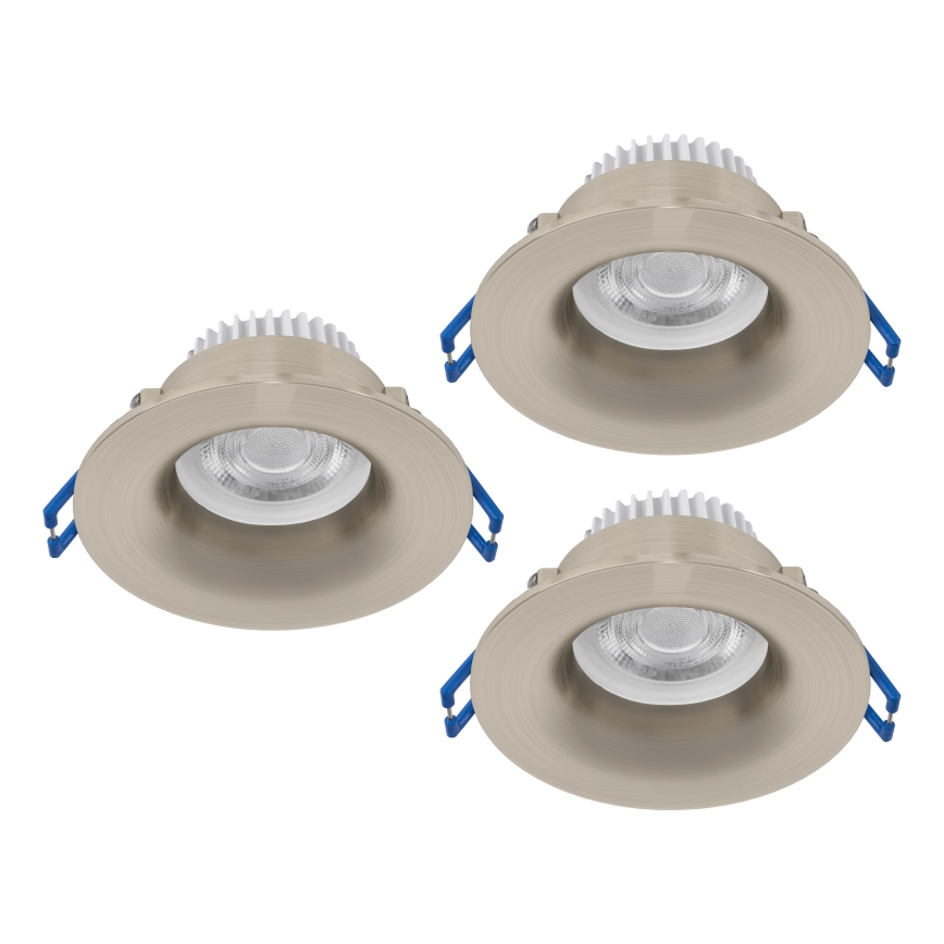 Eglo - Sæt med 3 LED badeværelses indbygningsspots LED/4,9W/230V 2700/4000/6500K Ø 8,8 cm IP65 mat krom