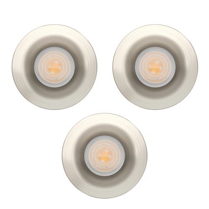 Eglo - Sæt med 3 LED badeværelses indbygningsspots LED/4,9W/230V 2700/4000/6500K Ø 8,8 cm IP65 mat krom