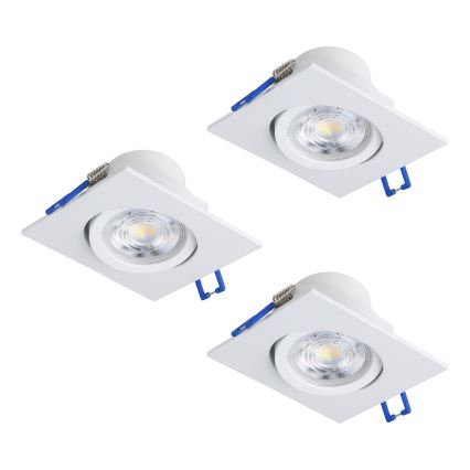 Eglo - Sæt med 3 LED dæmpbare indbygningsspots LED/4,8W/230V 8,8x8,8 cm hvid
