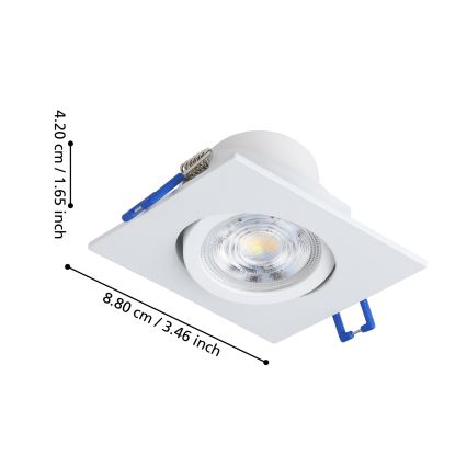 Eglo - Sæt med 3 LED dæmpbare indbygningsspots LED/4,8W/230V 8,8x8,8 cm hvid