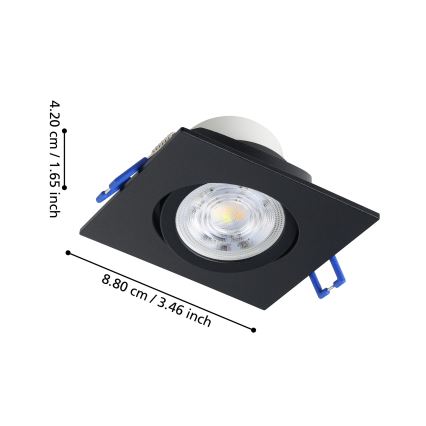 Eglo - Sæt med 3 dæmpbare LED-indbygningsspots LED/6,4W/230V 8,8x8,8 cm sort