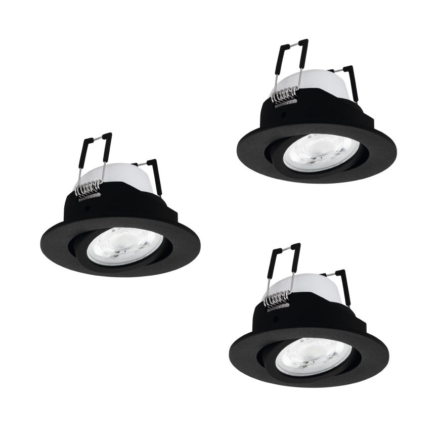 Eglo - Sæt med 3 RGBW-dæmpbare LED-indbygningsspots LED/4,7W/230V 2700-6500K sort