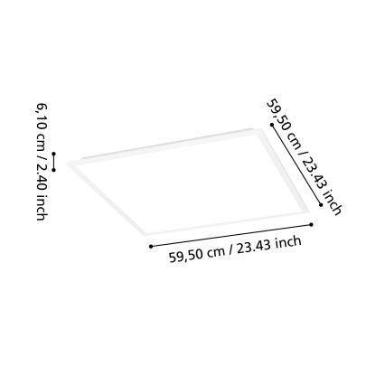 Eglo - Dæmpbart overflademonteret LED-panel LED/33W/230V 2700-6500K 60x60 cm hvid + fjernbetjening