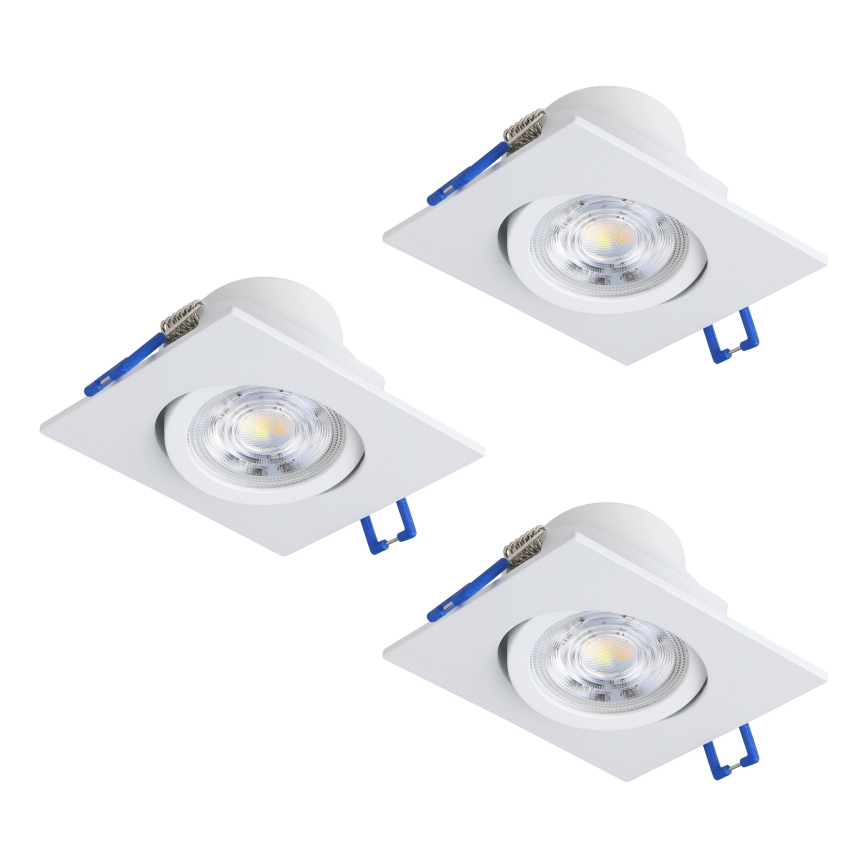 Eglo - Sæt med 3 LED dæmpbare indbygningsspots LED/6,4W/230V 8,8x8,8 cm hvid
