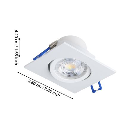 Eglo - Sæt med 3 LED dæmpbare indbygningsspots LED/6,4W/230V 8,8x8,8 cm hvid