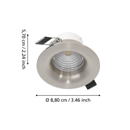 Eglo - Sæt med 3 LED dæmpbare indbygningsspots LED/6,4W/230V Ø 8,8 cm mat krom