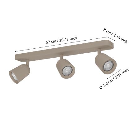 Eglo - Spotbelysning 3x GU10/10W/230V beige