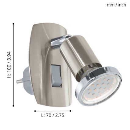 Eglo - LED-lampe til stikkontakt 1xGU10/2,8W/230V mat krom