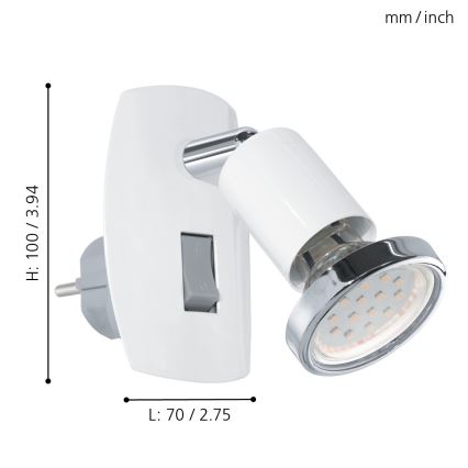 Eglo - LED-lampe til stikkontakt 1xGU10/2,8W/230V hvid