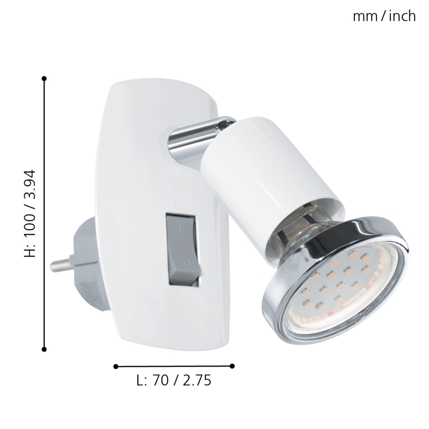 Eglo - LED-lampe til stikkontakt 1xGU10/2,8W/230V hvid