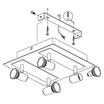 EGLO 90916 - Lofts lys ROTTELO 4xGU10/LED/3W