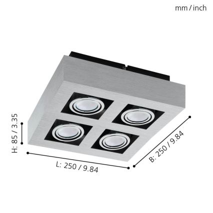 Eglo - LED spotlampe 4xGU10-LED/5W/230V