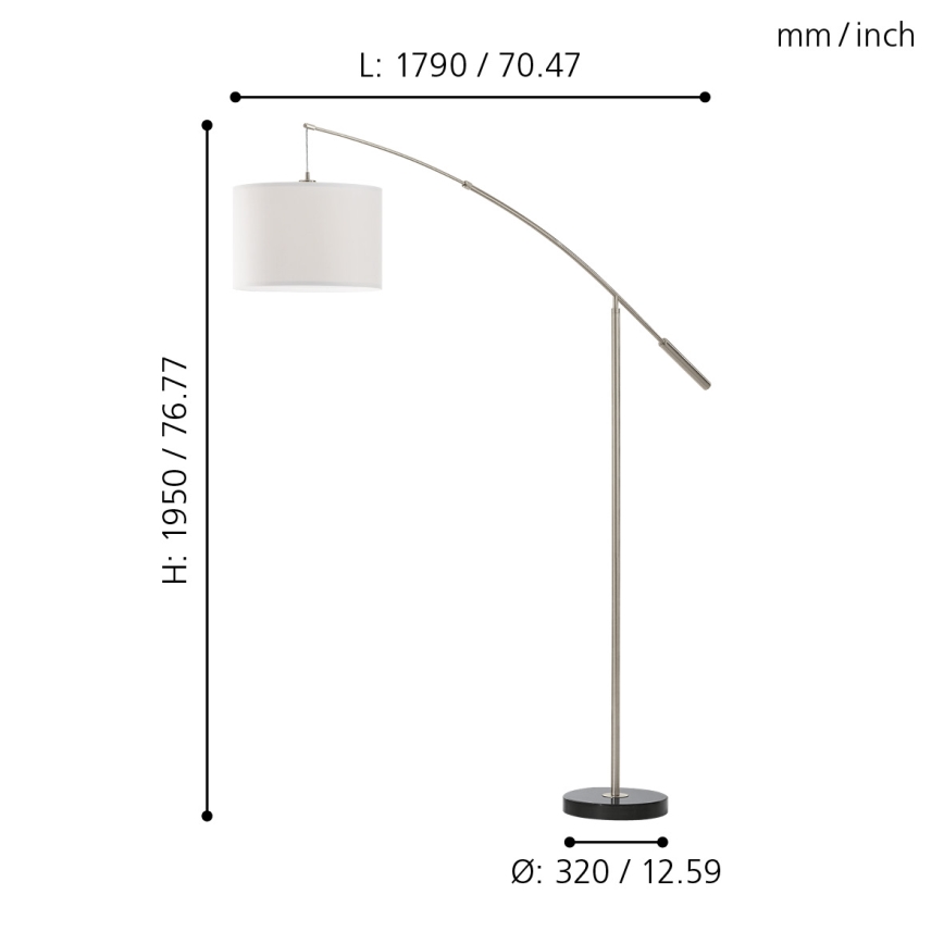 Eglo 92206 - Gulvlampe NADINA 1xE27/60W/230V