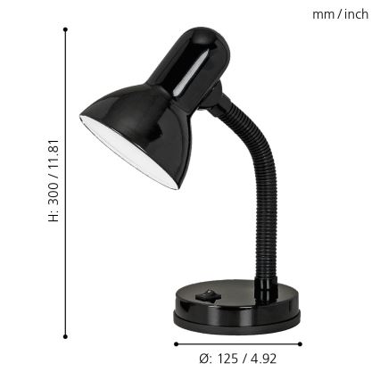 Eglo - Bordlampe 1xE27/40W antik sort