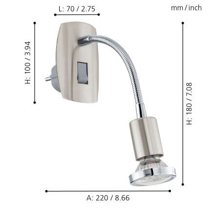 Eglo - LED vågelampe 1xGU10-LED/3W/230V