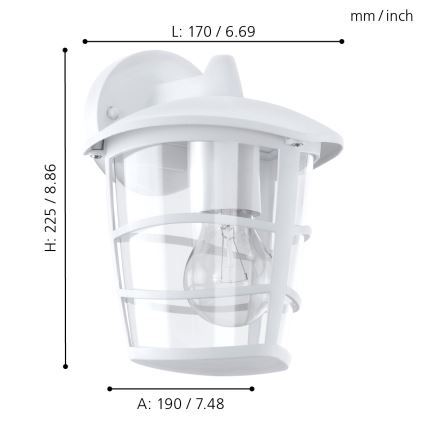 Eglo - Udendørs LED væglampe 1xE27/8,5W/230V IP44