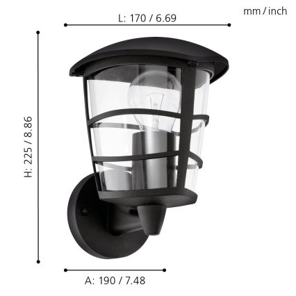 Eglo - Udendørs LED væglampe 1xE27/8,5W/230V IP44