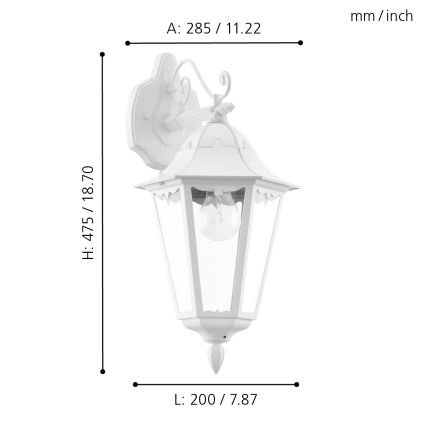 Eglo - Udendørs væglys 1xE27/60W/230V IP44