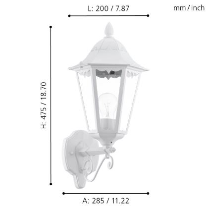 Eglo - Udendørs væglampe 1xE27/60W/230V IP44