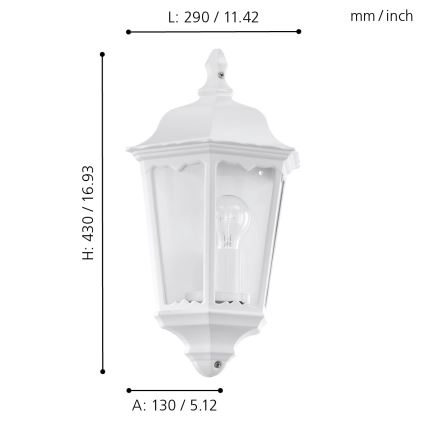 Eglo 93448 - Udendørs væglys NAVEDO 1xE27/60W/230V IP44