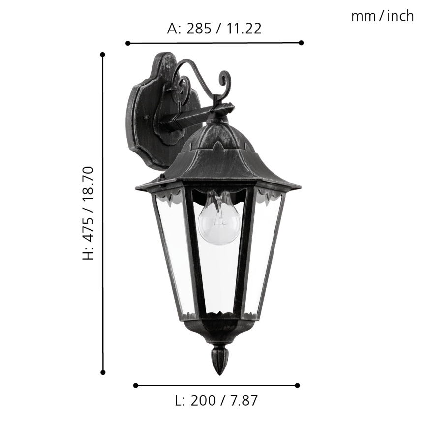 Eglo - Udendørs væglampe 1xE27/60W/230V IP44