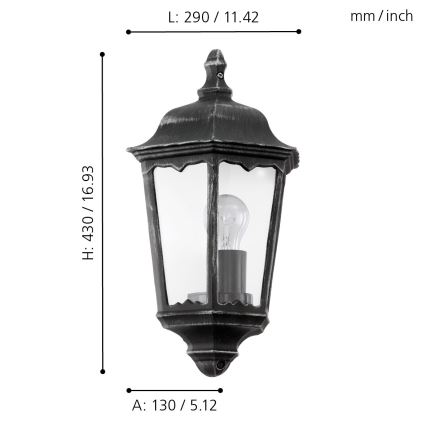 Eglo - Udendørs væglys 1xE27/60W/230V IP44