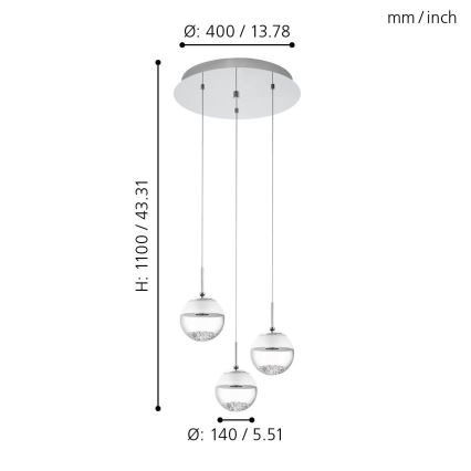 Eglo - LED lysekrone 3xLED/5W/230V