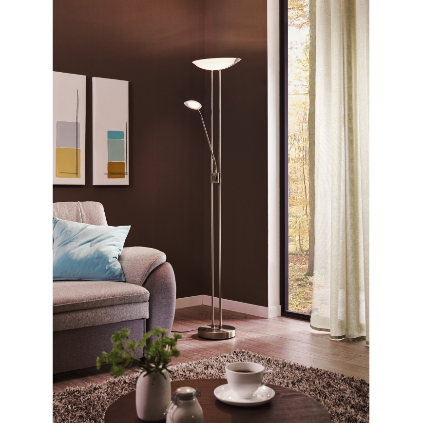 Eglo - LED gulvlampe dæmpbar LED/20W + LED/2,5W mat krom
