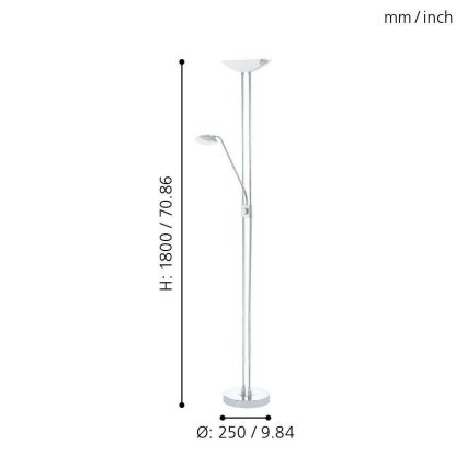 Eglo - LED gulvlampe dæmpbar LED/20W + LED/2,5W skinnende krom
