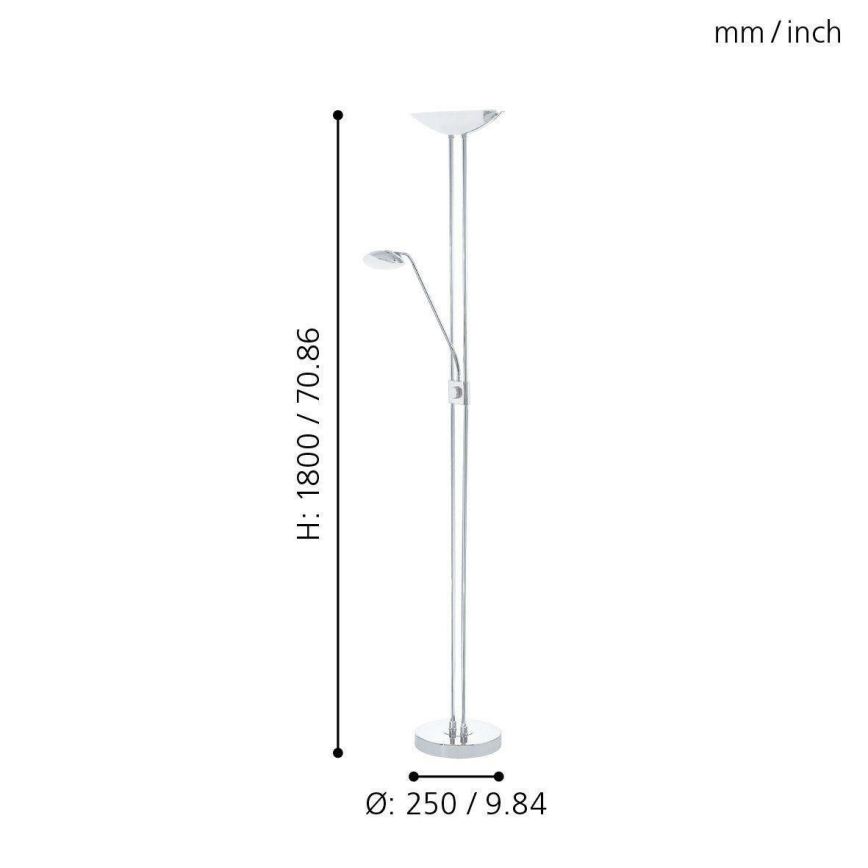 Eglo - LED gulvlampe dæmpbar LED/20W + LED/2,5W skinnende krom