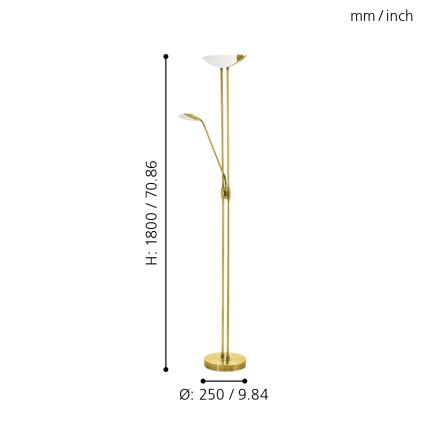 Eglo - LED gulvlampe dæmpbar LED/20W + LED/2,5W messing