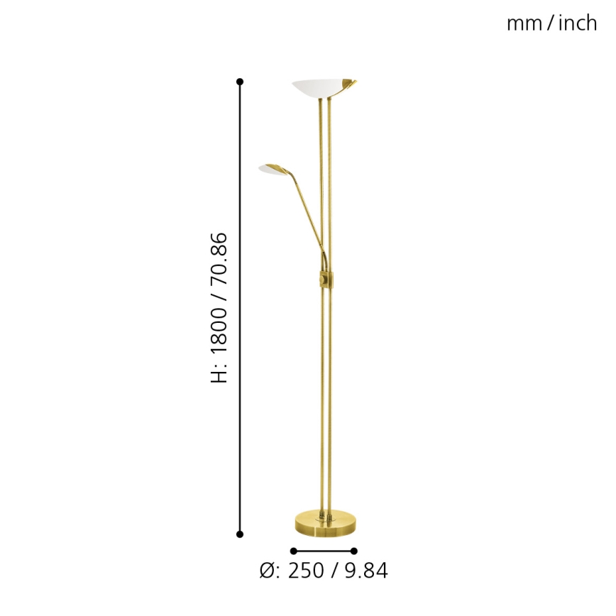 Eglo - LED gulvlampe dæmpbar LED/20W + LED/2,5W messing