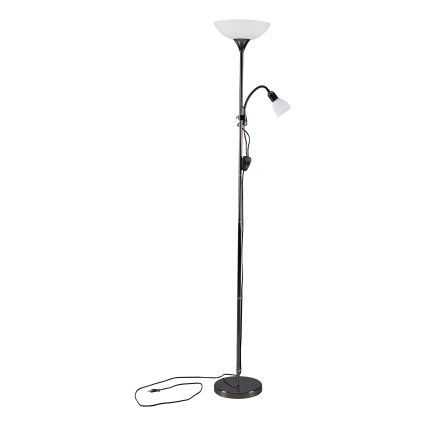 Eglo - Gulvlampe 1xE27/60W/230V + 1xE14/25W/230V sort krom