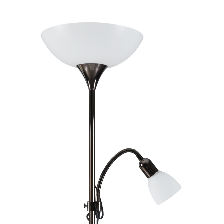 Eglo - Gulvlampe 1xE27/60W/230V + 1xE14/25W/230V sort krom
