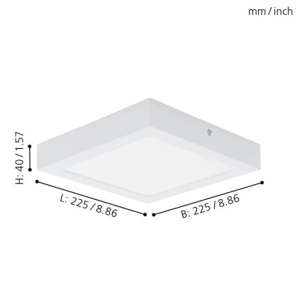 Eglo 94077 - LED loftlampe FUEVA 1 LED/16,47W/230V 22,5x22,5 cm