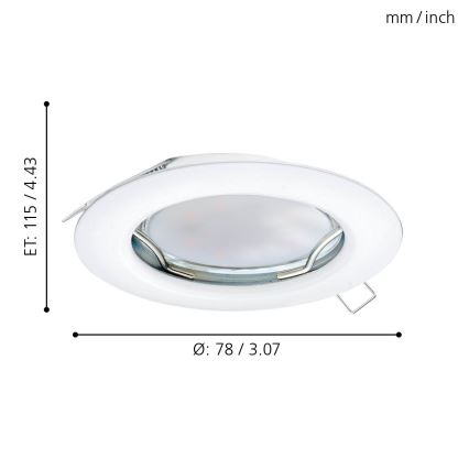 Eglo - 3x LED indbygningsspot PENETO 3xGU10-LED/3W/230V