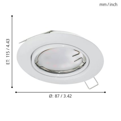 Eglo - LED indbygningsspot 1xGU10-LED/5W/230V