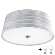 Eglo 94306- LED loftlampe FONSEA 1 2xE27/9W/230V sølvfarvet