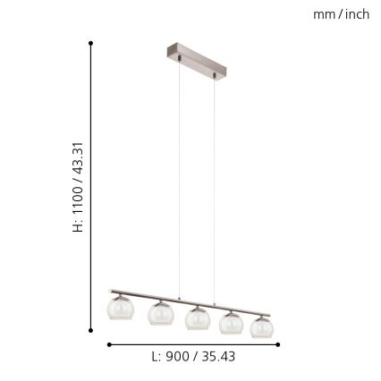 Eglo 94319 - LED pendel ASCOLESE 5xLED/3,3W/230V