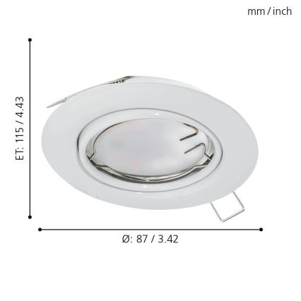 Eglo - 3x LED indbygningsspot PENETO 3xGU10-LED/5W/230V