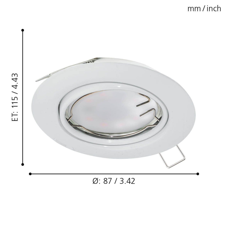 Eglo - Sæt med 3 LED-indbygningsspots PENETO 1xGU10-LED/5W/230V