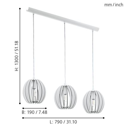 Eglo 94444 - Lysekrone COSSANO 3xE14/40W/230V