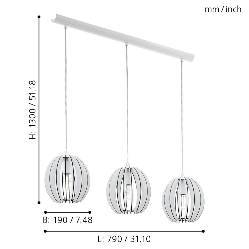 Eglo 94444 - Lysekrone COSSANO 3xE14/40W/230V