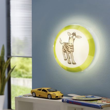 Eglo 94458 - Loftslampe for børn BIUBIU 1xE27/60W/230V zebra