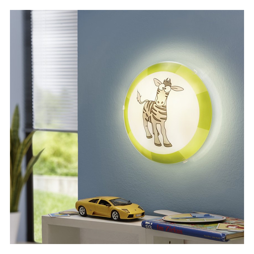 Eglo 94458 - Loftslampe for børn BIUBIU 1xE27/60W/230V zebra